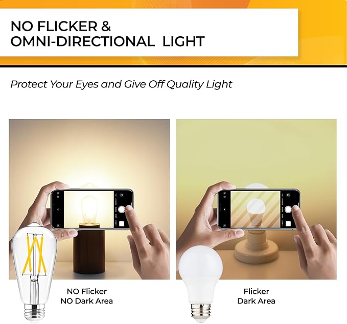 Hizashi Led Edison Bulbs Dimmable, 6W Equivalent 60W, 3000k Soft White (18 Pack)