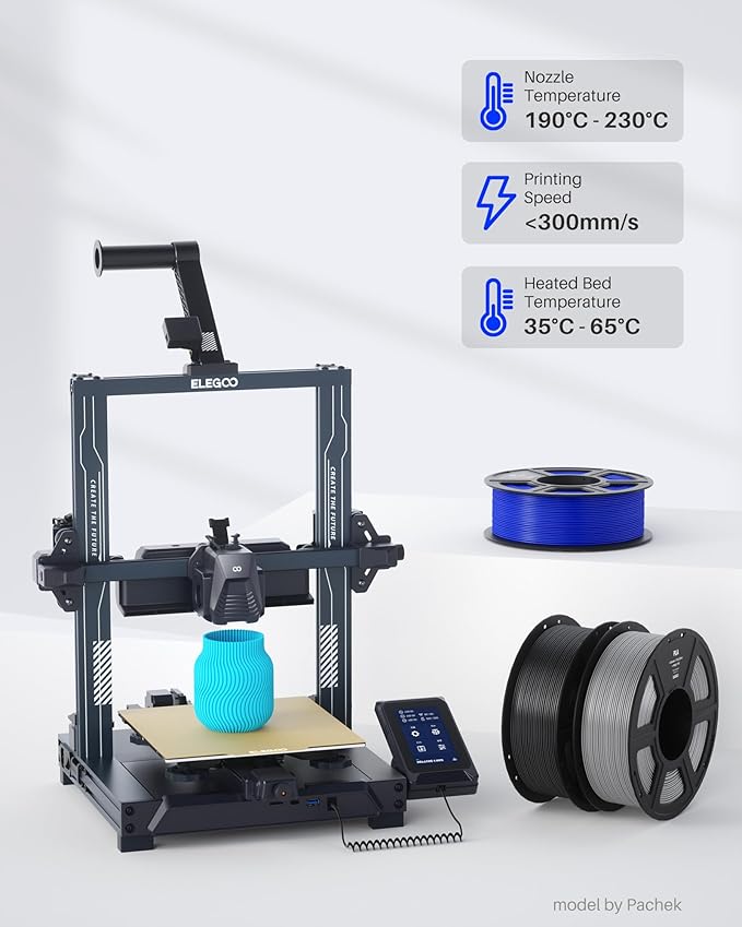 ELEGOO PLA Filament 1.75mm White 4KG, 3D Printer Filament Dimensional Accuracy