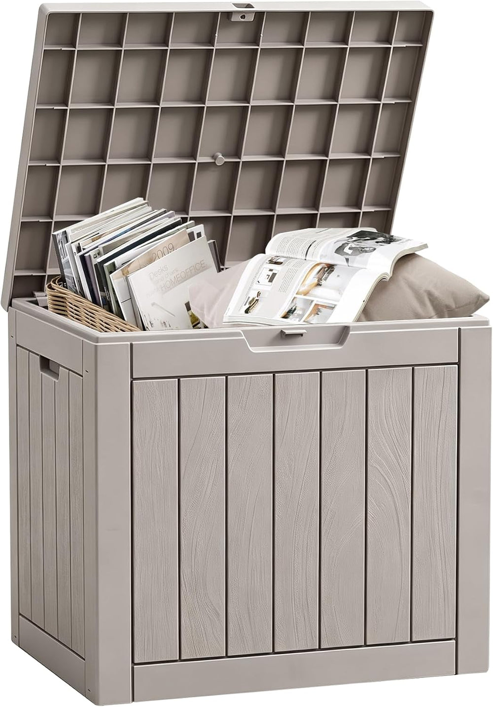 30 Gallon Outdoor Storage Box, Waterproof Resin Deck Box with Side Handles, L...