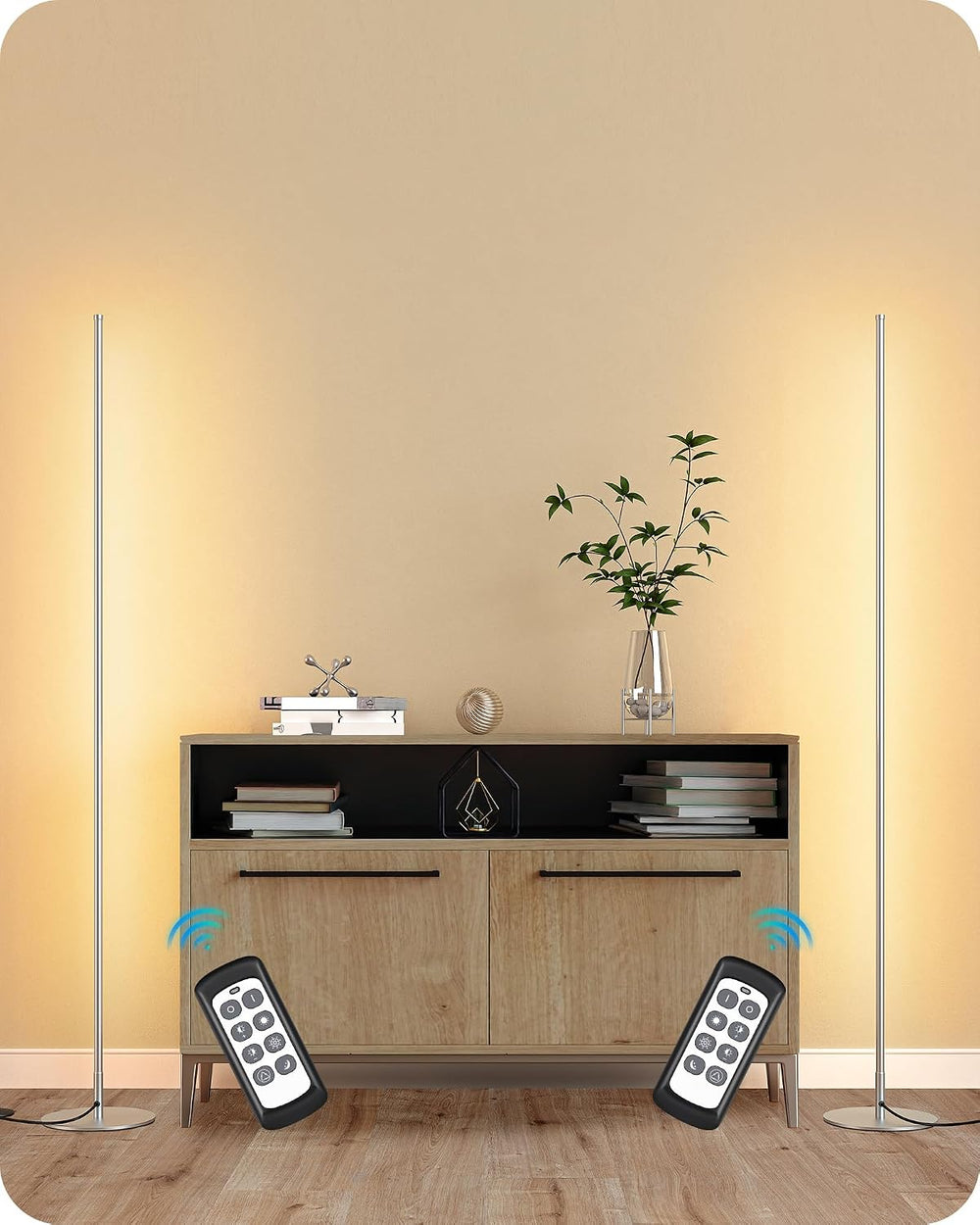 EDISHINE LED Corner Lamp, 57.5" Tall Slim Sleek Floor Lamps (2 Pack)