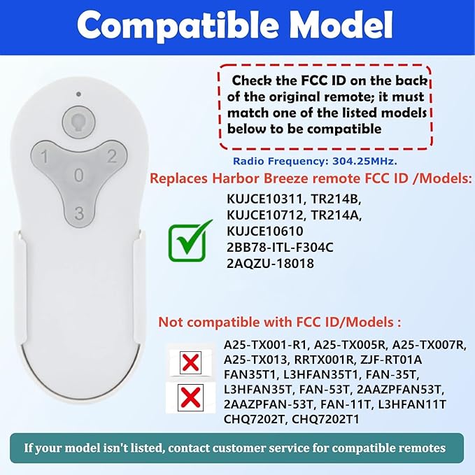 Ceiling Fan Remote Control Compatible