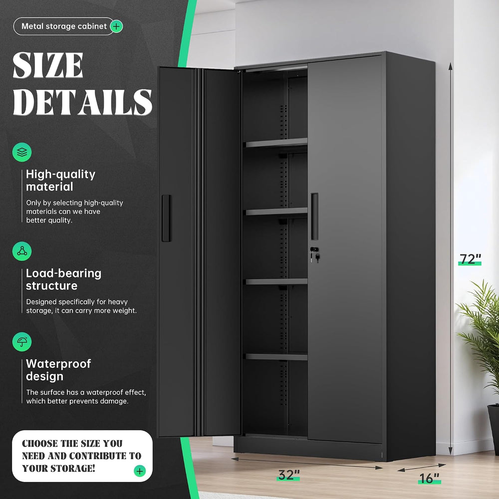 Oakcloud Metal Storage Cabinet Tool Organizer, 72" Lockable Garage Stora...
