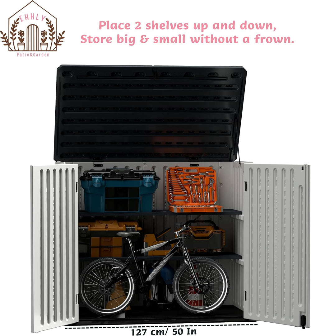 EHHLY 35 Cuft Outdoor Storage Shed Shelf(2 Shelves ONLY, No Cabinet), Outdoor...
