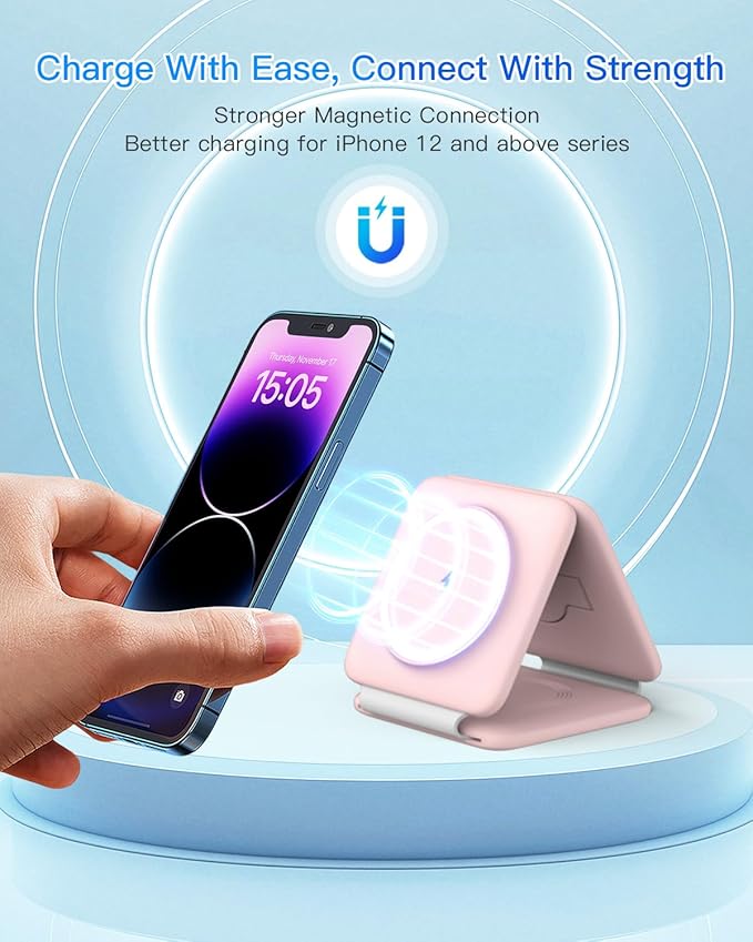 Charging Station for Apple Multiple Devices: 3 in 1 Foldable Magnetic Wireless