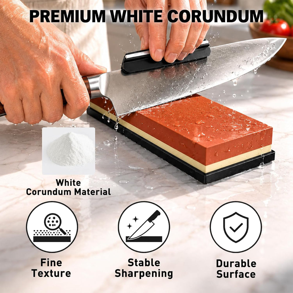 12-Piece Knife Sharpening Stone Set, Whetstone 4 Side 400/1000 3000/8000 Grit...