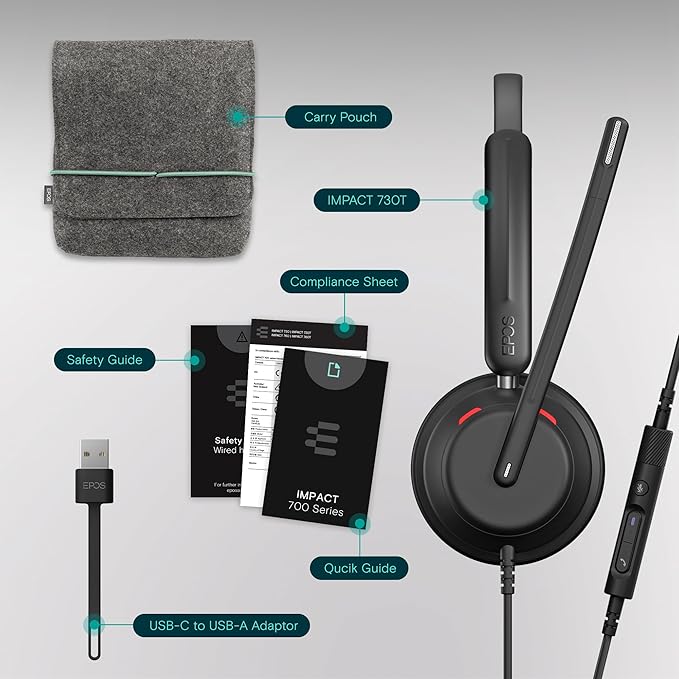 EPOS Impact 730T Mono Wired USB C and USB A Headset