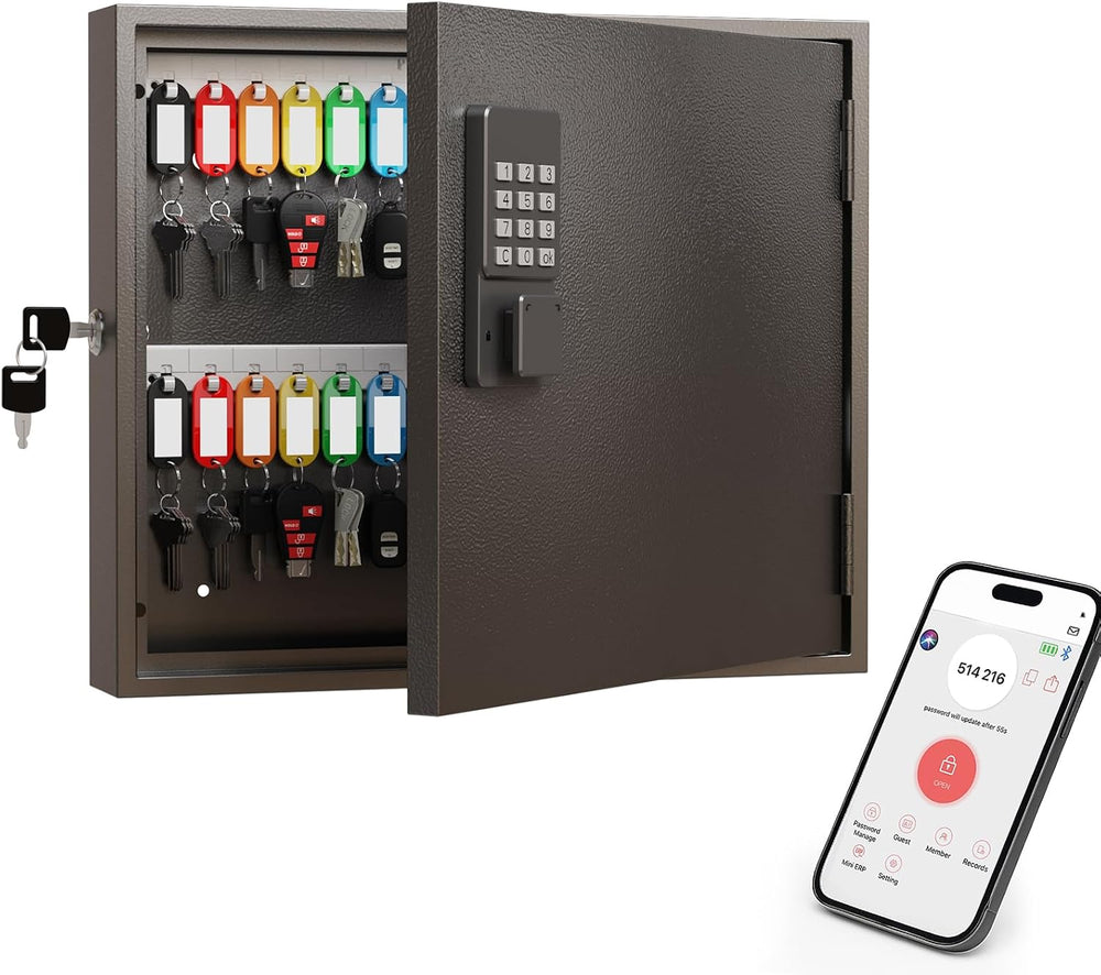 60 Key Lock Box Wall Mount, Smart Key Cabinet with Keypad for Office