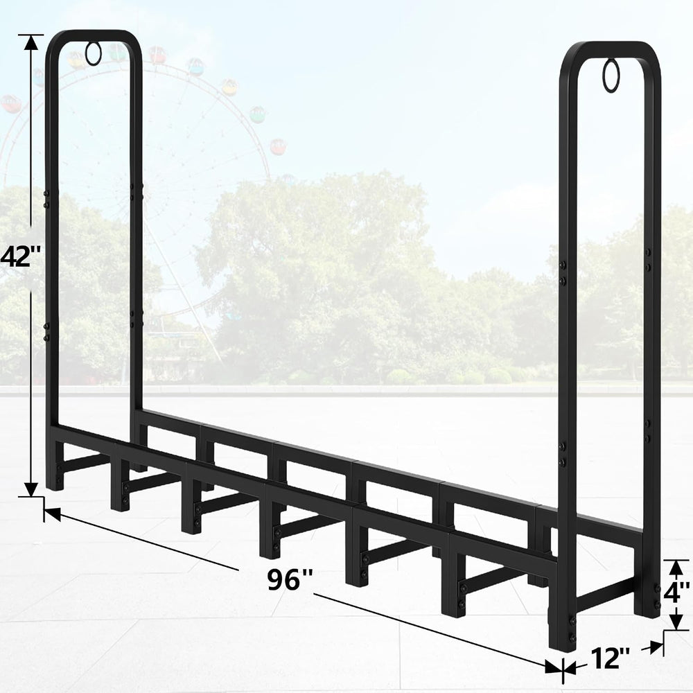 Amagabeli 8ft Firewood Log Rack Outdoor Heavy Duty Logs Holder for Fireplace ...