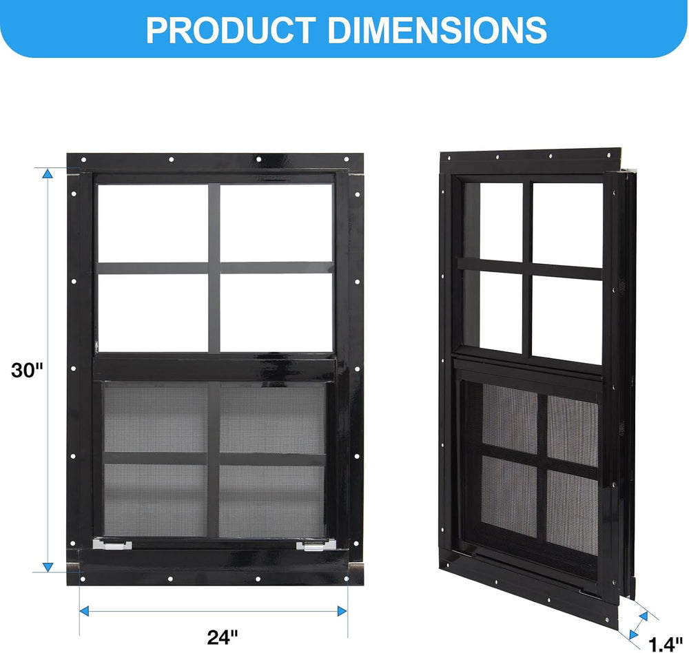 NeatiEase Upgraded Shed Windows 2 Pack, 24" x 30" Windows with Temp...