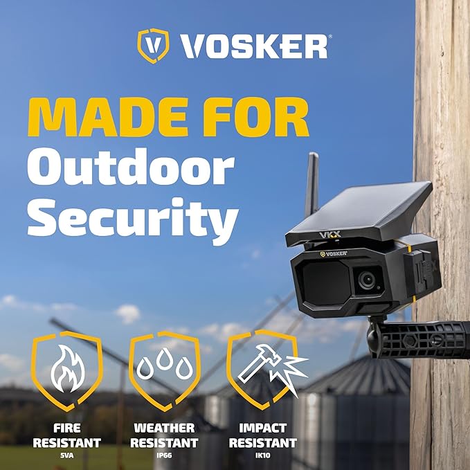 Vosker VKX Farmers Pack Solar 4G LTE Security Camera, Wireless Outdoor