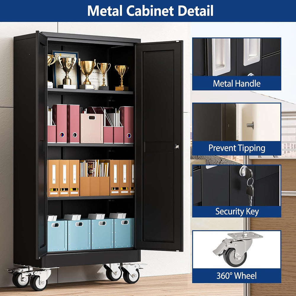 Ckzbx Metal Garage Storage Cabinet with Locking Doors and Adjustable Shelves,...