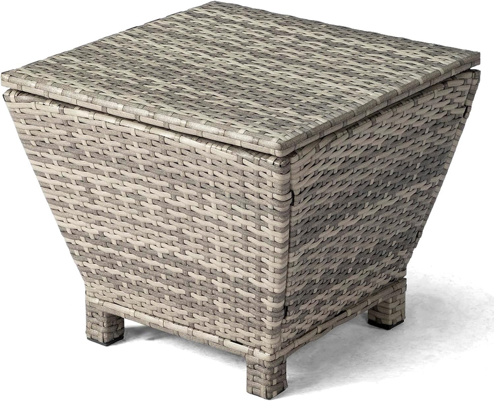 VINGLI 13 Gallon Outdoor Deck Box, Wicker Outdoor Storage Box with Lid, Small...