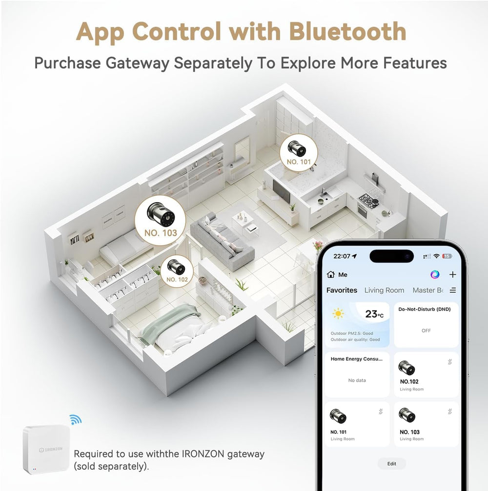 4-in-1 Smart Fingerprint Door Knob with App and Keypad,Satin Nickel