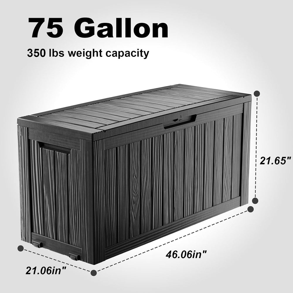 ROJIK Outdoor Storage Box with Wheels,75 Gallon Waterproof Resin Deck Box, Lo...