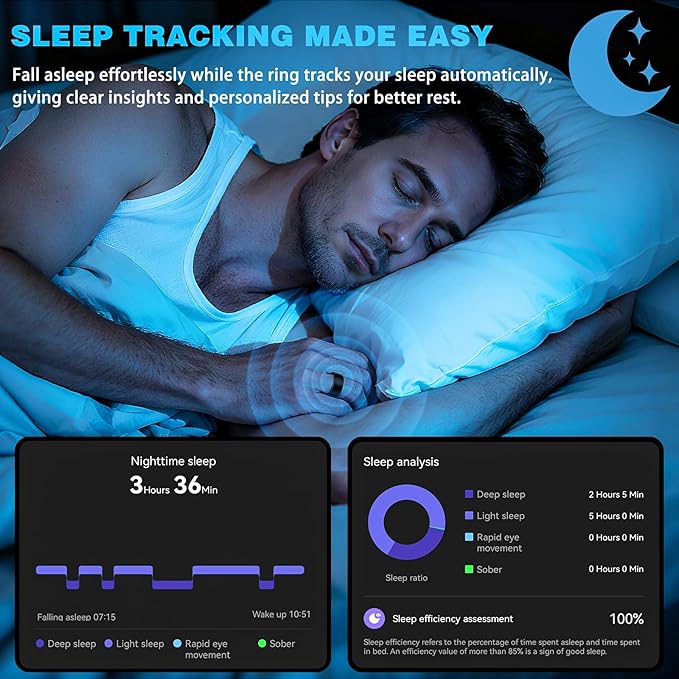 S SECRETTOP Smart Ring for Women & Men, Activity Tracker Ring, Heart Rate