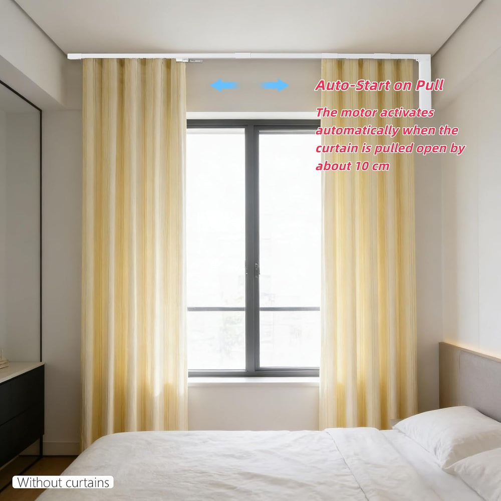 Lemoeyes Electric Curtain Track, Retractable Motorized Curtains Rod From 7-20ft