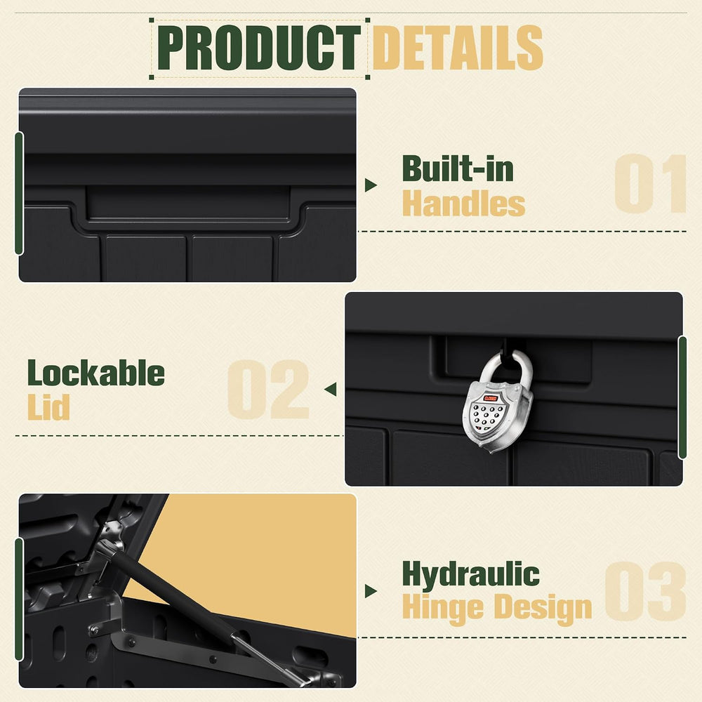 JUMMICO HDPE 270 Gallon Deck Box Double-Wall with Divider