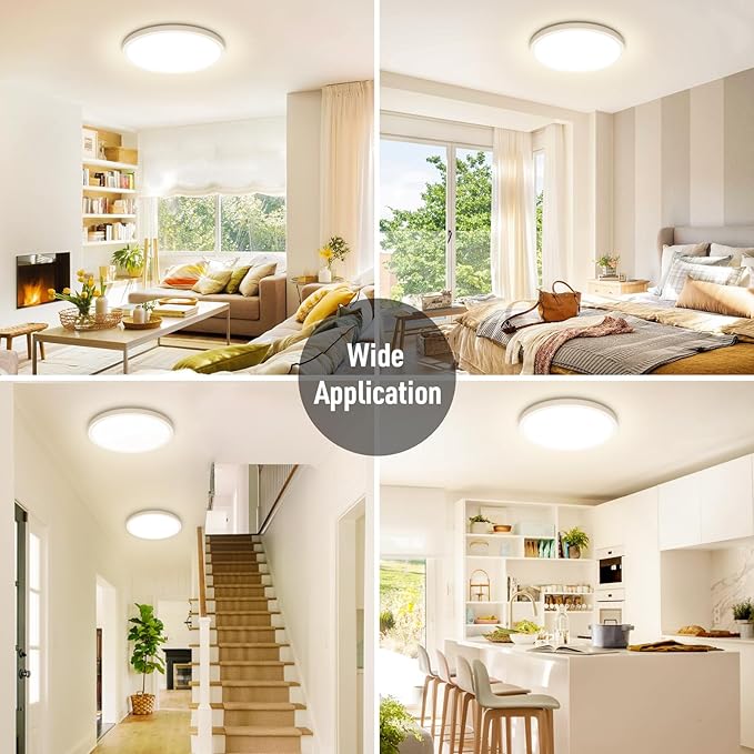 SunRider 2-Pack LED Flush Mount Ceiling Light Fixture, 4000K Neutral White