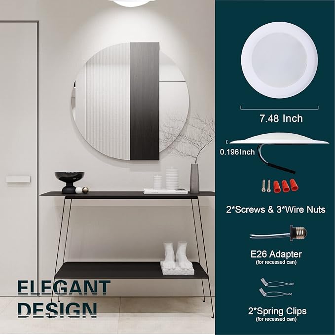 TOPELER 6in Dimmable Flush Mount Ceiling Recessed Light, 15W 4000K Cool White...