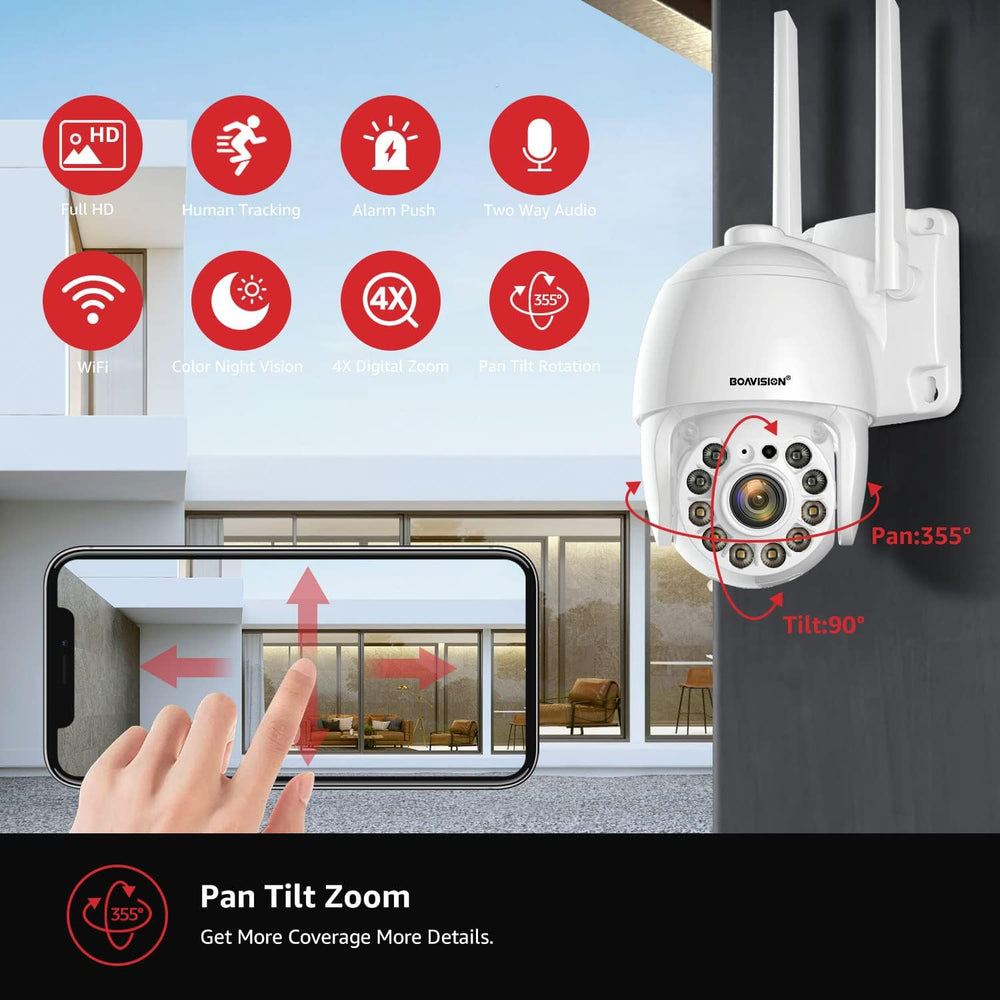 BOAVISION 2K Security Camera Outdoor, Wireless WiFi IP Camera Home Security S...