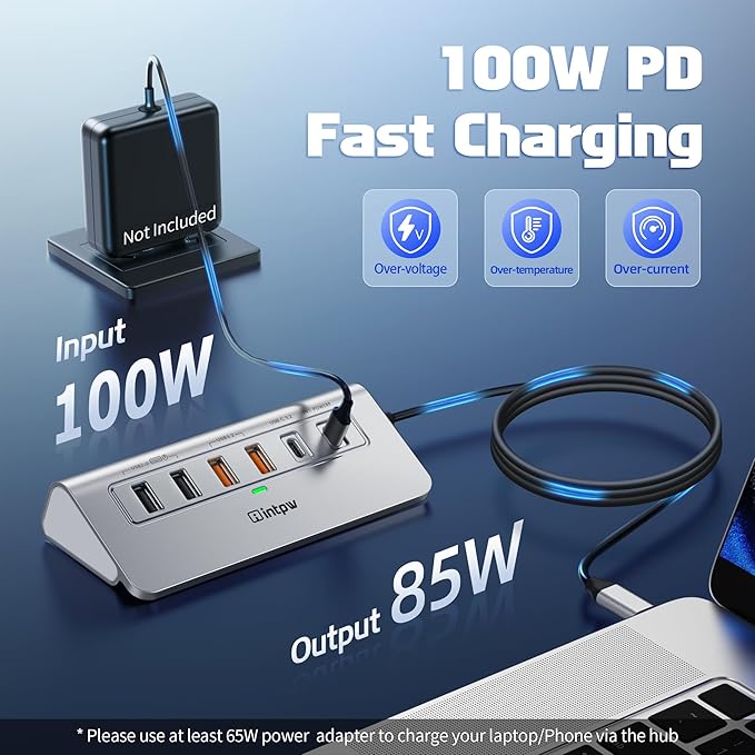 intpw P9R PRO USB C Hub Ethernet, 10 in 1 USB Docking Station 10Gbps