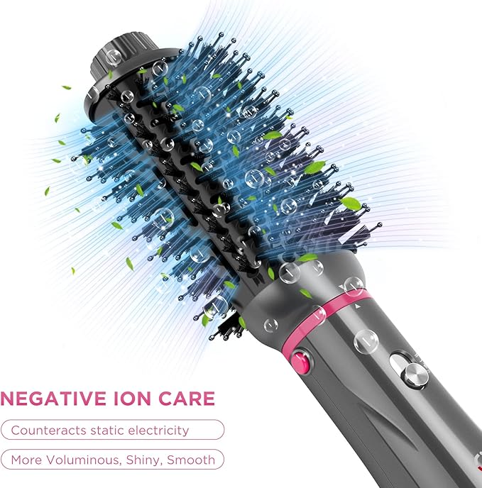 IG INGLAM 4 in 1 Hot Air Brush, Negative Ion Detachable Hair Styler & Vol...