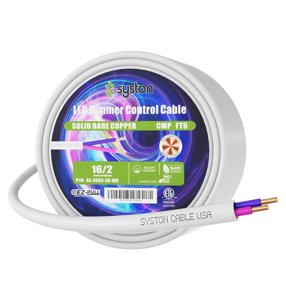 Syston 16/2 LED Lighting Dimmer Dimming Luminaire Control Wire Cable, CL3P
