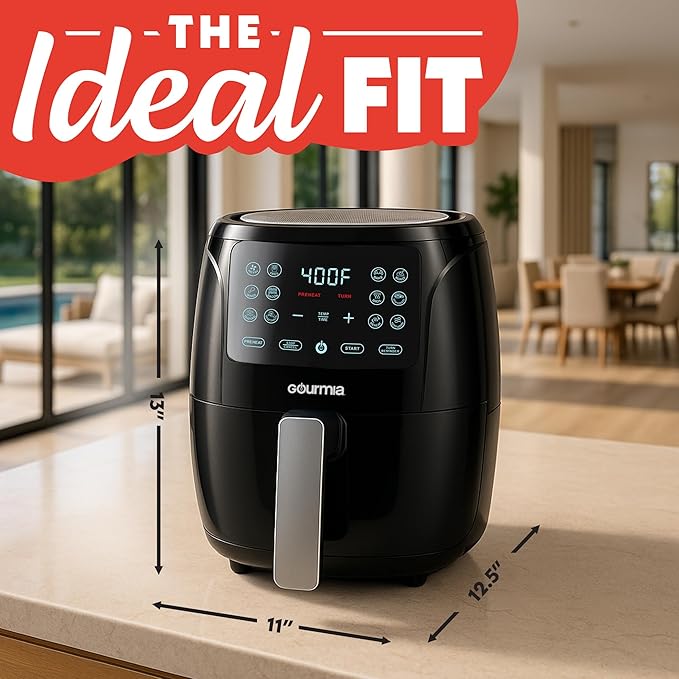 Gourmia Air Fryer Oven Digital Display 4 Quart Large AirFryer Cooker 12 1-Touch