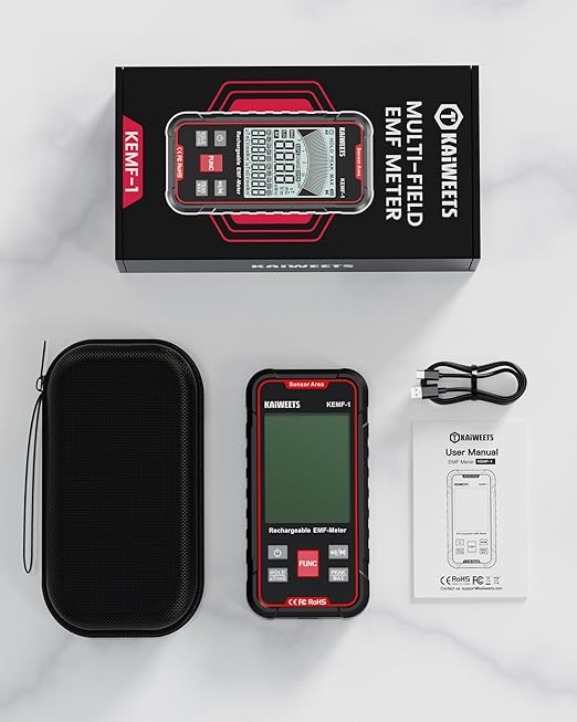 KAIWEETS EMF Detector, 3-in-1 Handheld EMF Meter Detects EF, WiFi Signal