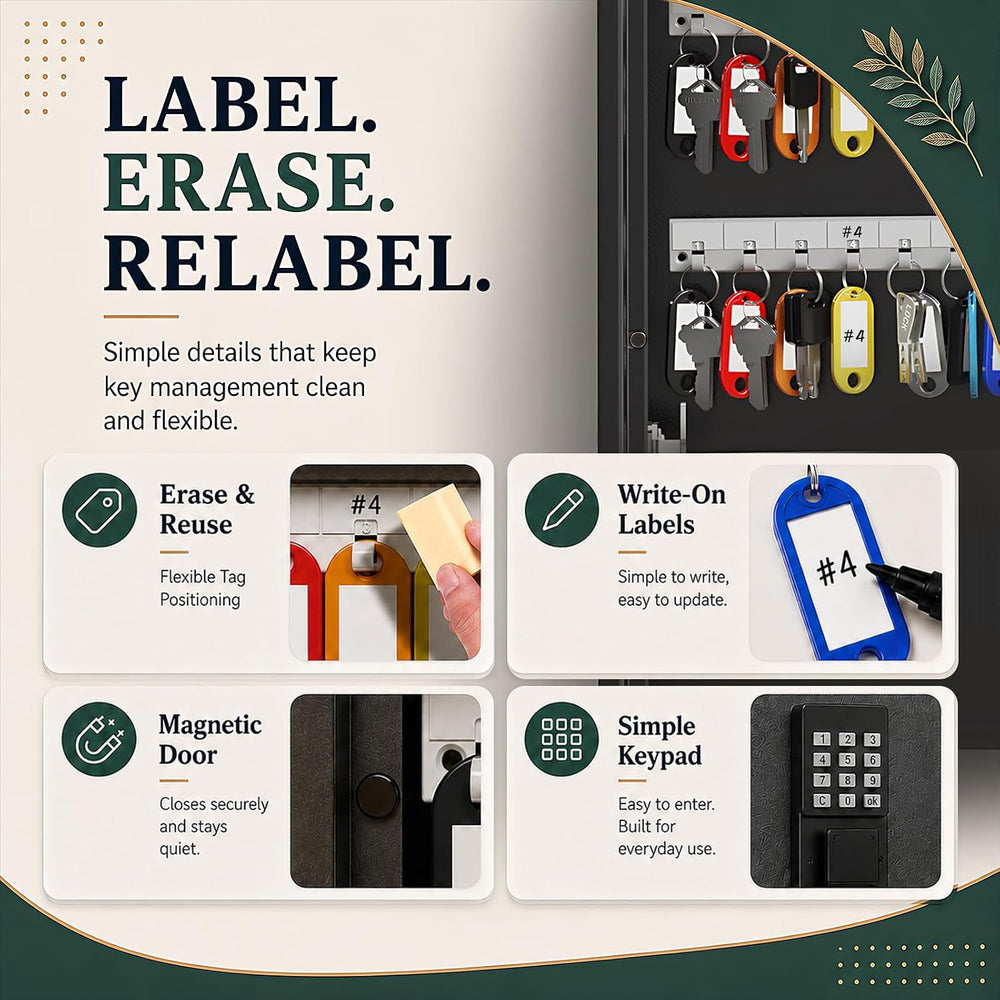 90 Key Lock Box Smart Key Cabinet Wall Mount with Keypad & App for Office