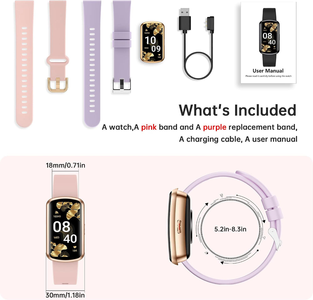 Health Fitness Tracker with 24/7 Heart Rate, Smart Watch with Blood Pressure ...