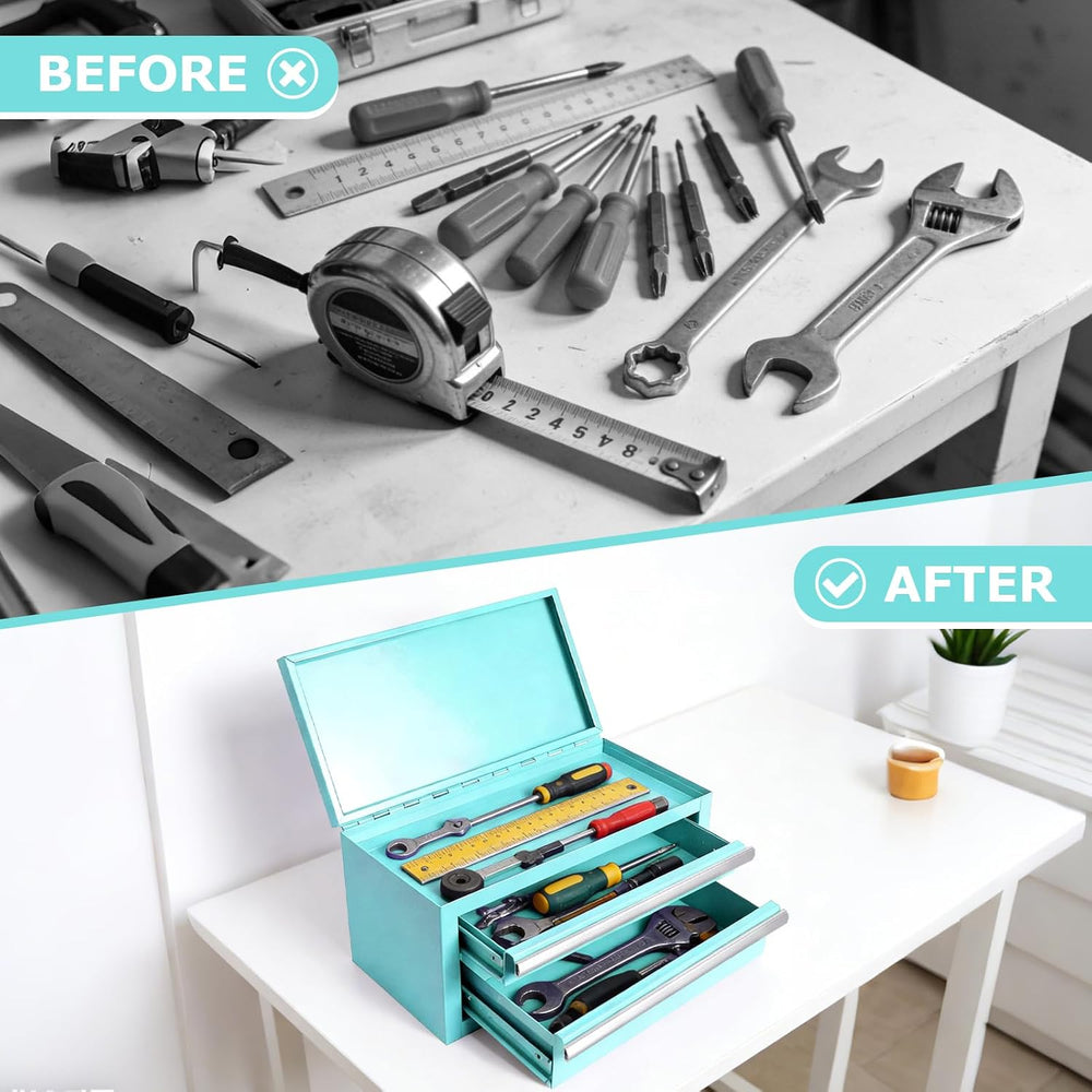 Mini Steel Tool Box with Drawers - Small Tool Chest for Small Item Storage Or...