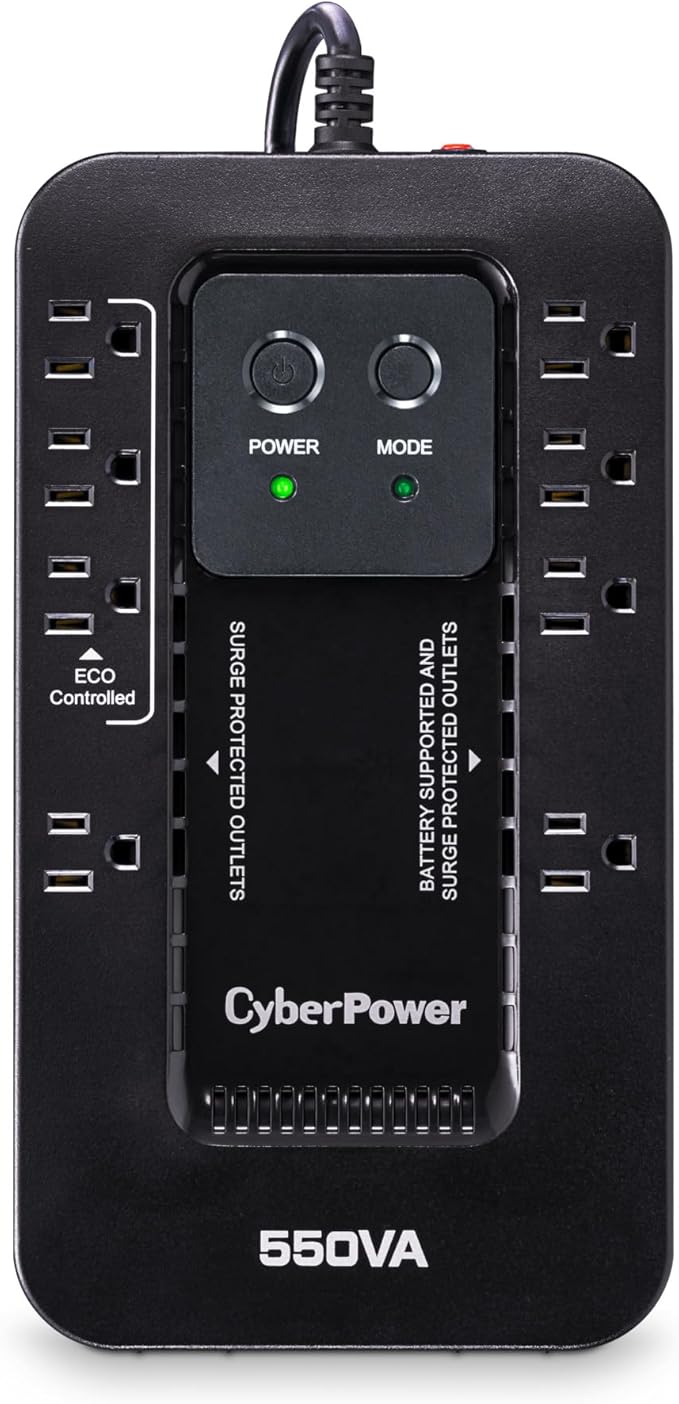 CyberPower EC550G Ecologic UPS Battery Backup and Surge Protector, 550VA/330W