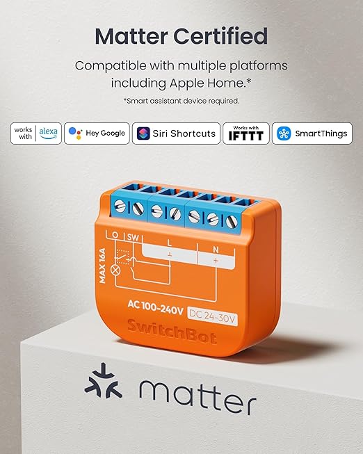 SwitchBot Matte Relay Switch 1PM, WiFi Switch Compatible
