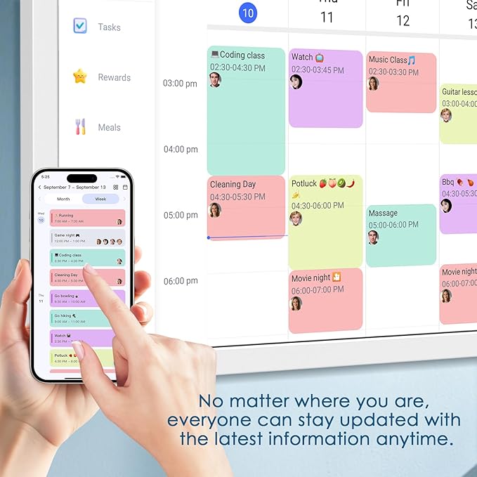 27 Inch Smart Digital Calendar Max, Wall Mountable Electronic Family Planner