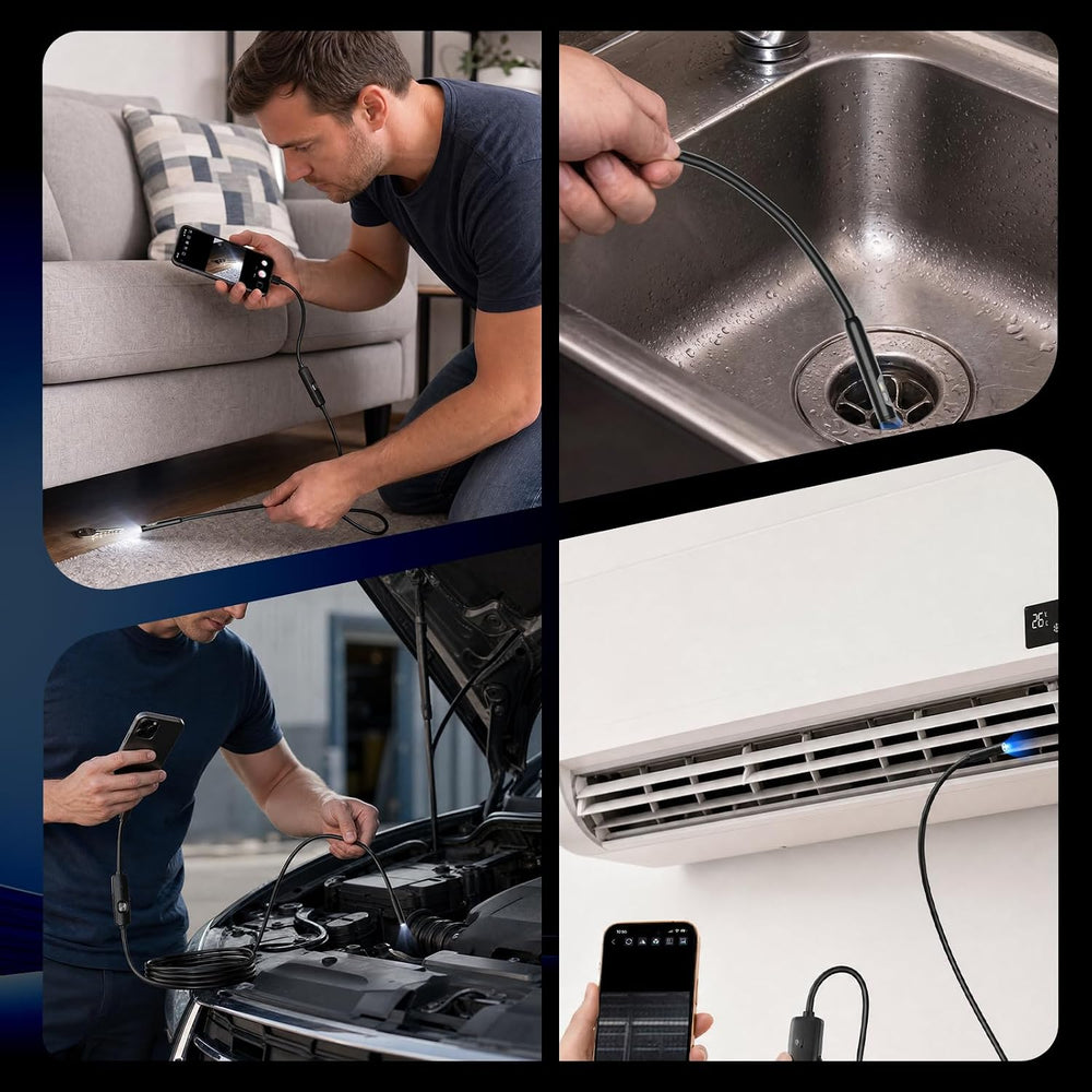 Dual-Lens Endoscope Camera with Light,1920P HD Borescope Inspection Camera
