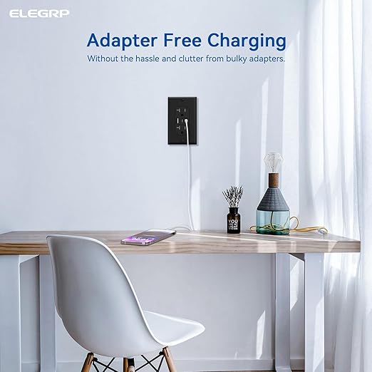 ELEGRP USB Outlets, 20 Amp Wall Outlet (6 Pack)