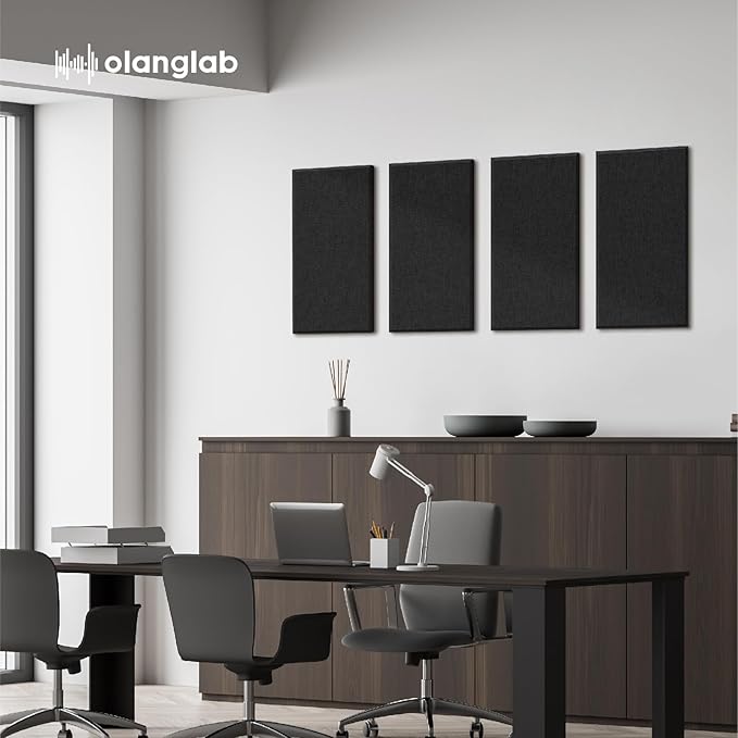Olanglab Fiberglass Acoustic Wall Panels 4 Pack, 11.8'' x 23.6'&#...