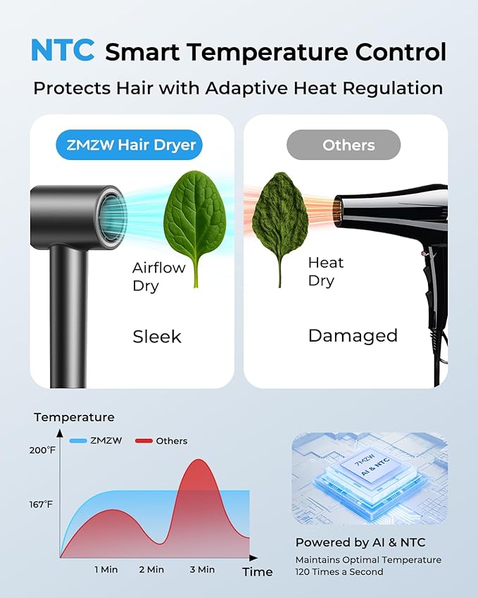 High Speed Hair Dryer 160000 RPM, Professional Ionic Blow Dryer