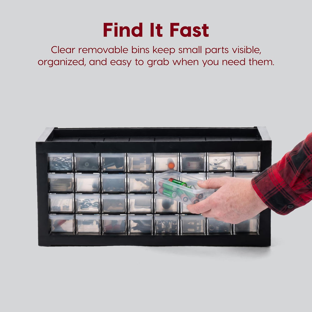 IRIS USA 32-Drawer Tool Organizer, Nuts & Bolts, Small Parts, Black