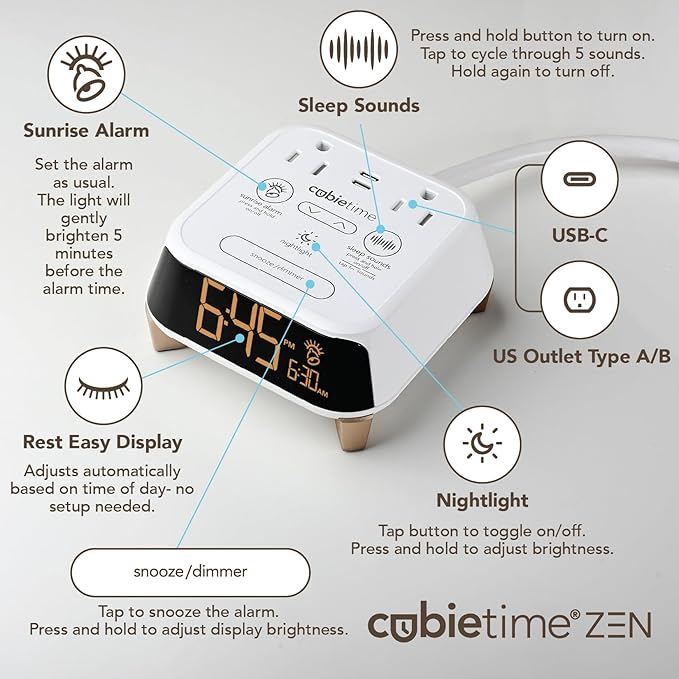 Brandstand CubieTime Zen White | Alarm Clock Charger