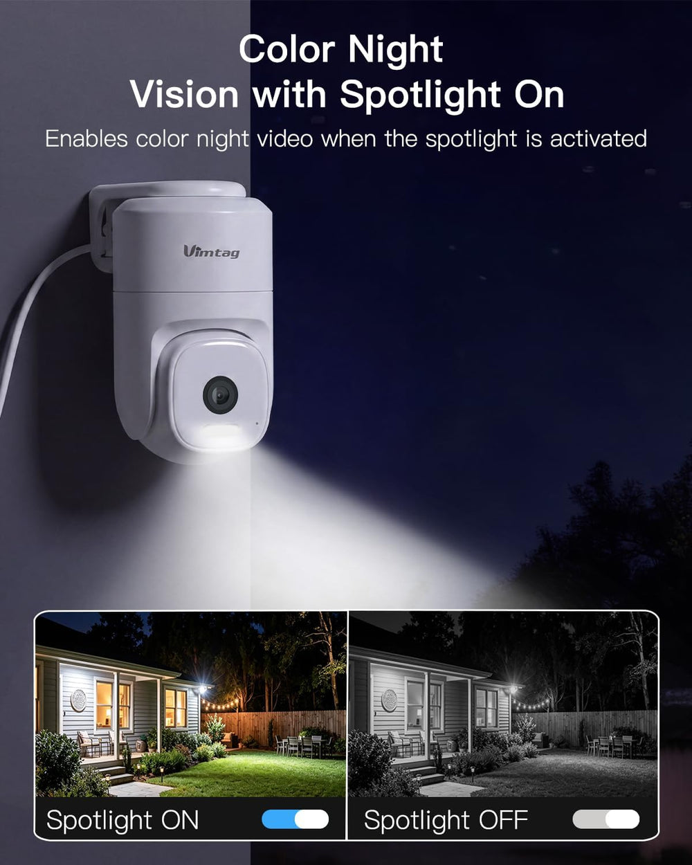 VIMTAG 2.5K Pan/Tilt Wired Outdoor Security Camera for Home, Dual-Band WiFi