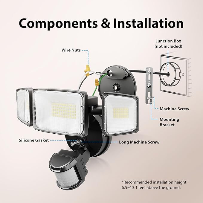 Onforu 2 Pack 100W 11000LM LED Motion Sensor Outdoor Lights, Dusk to Dawn Flood