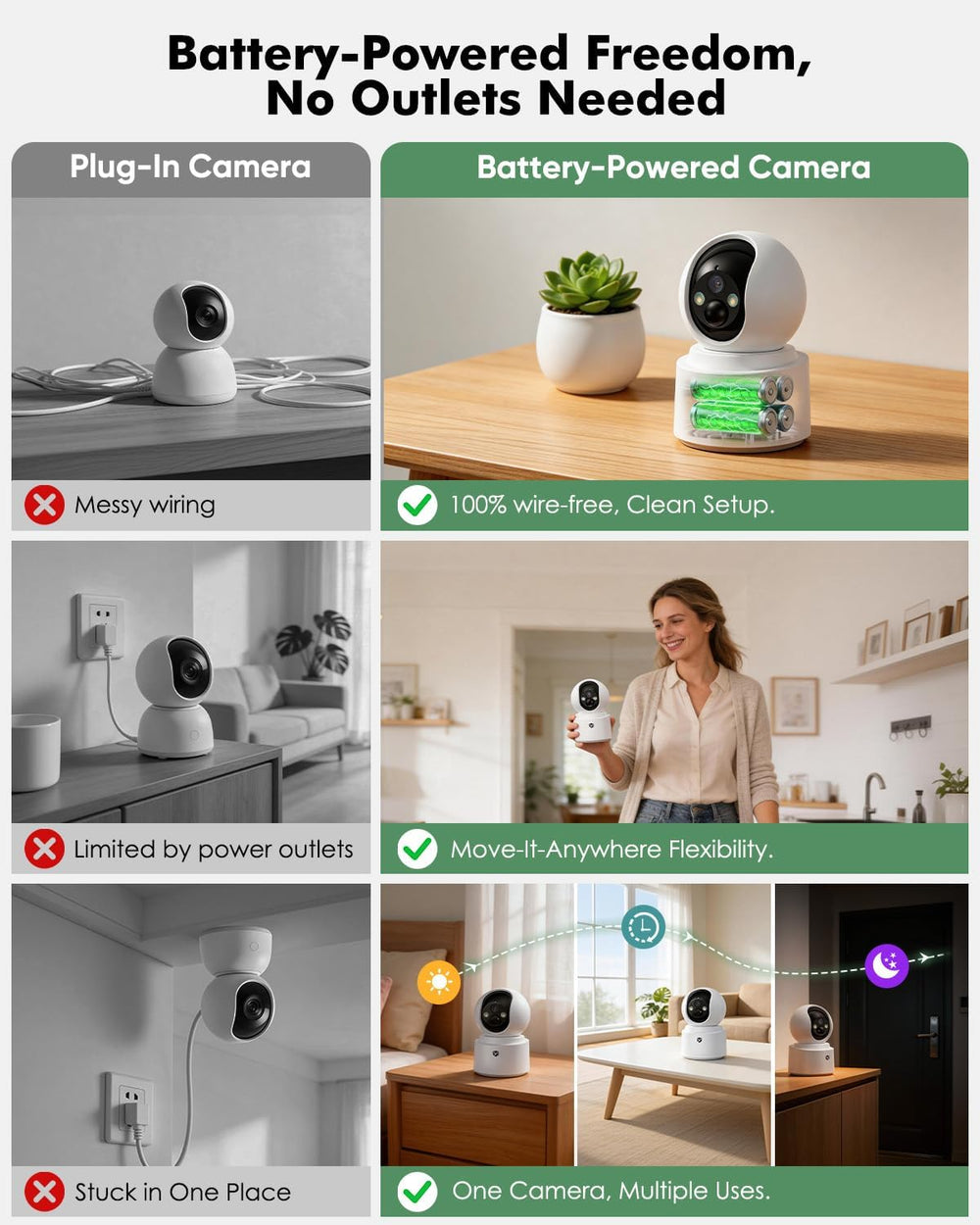 Battery Powered Indoor Camera Wireless for Home Monitoring