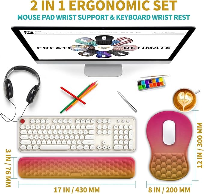 Hokafenle 2 in 1 Ergonomic Mouse Pad Wrist Support & Wrist Rest