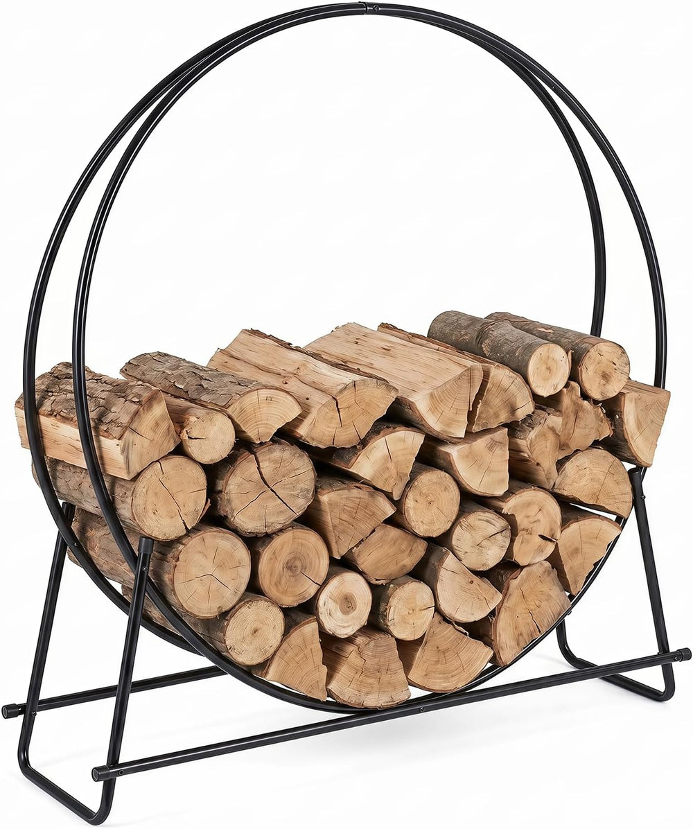 Goplus 45" Round Firewood Rack, Heavy-Duty Metal Log Holder (45 inch)