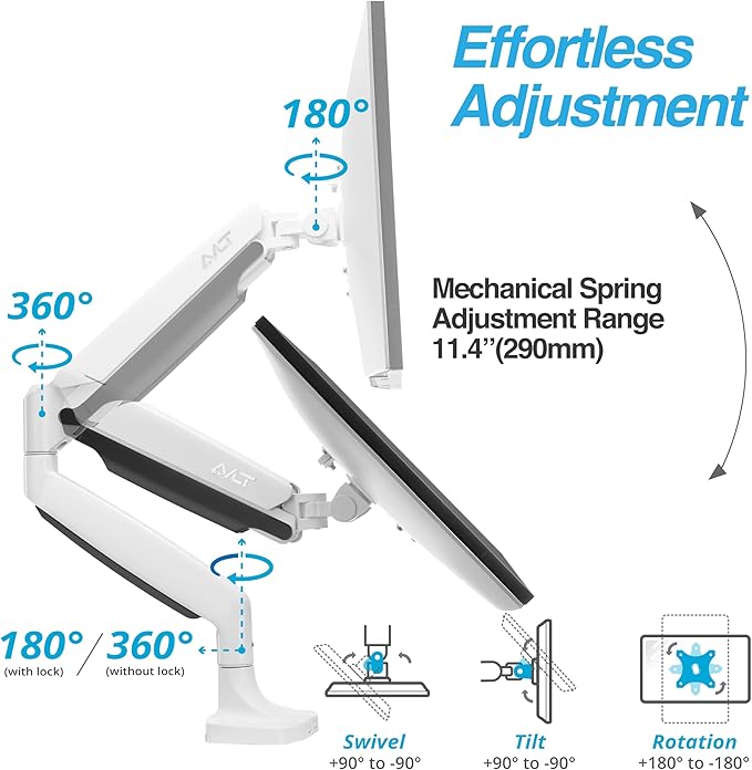 AVLT Single 17"-45" Monitor Arm Desk Mount Premium Mechanical Sprin...