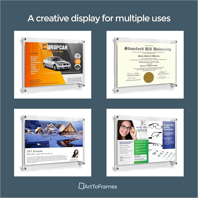 ArtToFrames 24x30 Inch Double Panel Floating Acrylic Picture Frame comes (4 P...