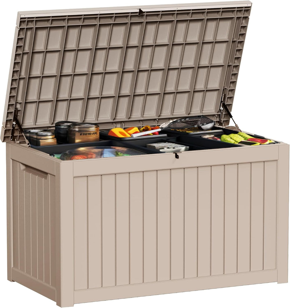 280 Gallon Resin Large Deck Box, Waterproof Outdoor Storage box for Patio Cus...