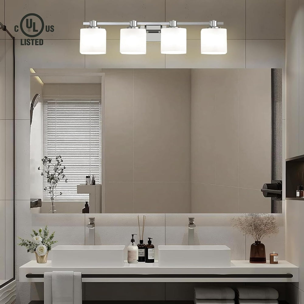 32 Inch Chrome Bathroom Light Fixtures Over Mirror 4 Light Bathroom Vanity Li...